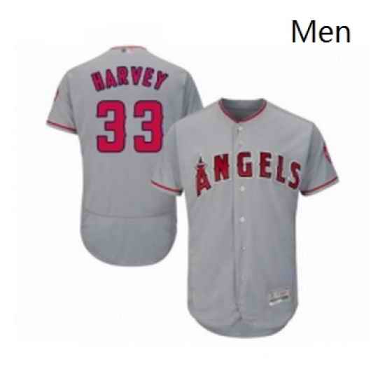 Mens Los Angeles Angels of Anaheim 33 Matt Harvey Grey Road Flex Base Authentic Collection Baseball Jersey